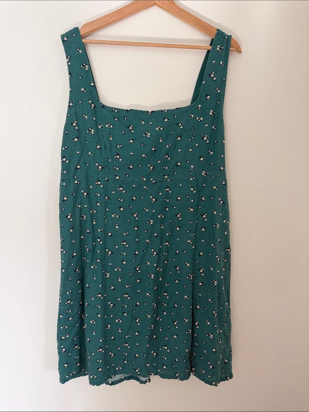 Teal Floral Square-Neck Women's dress